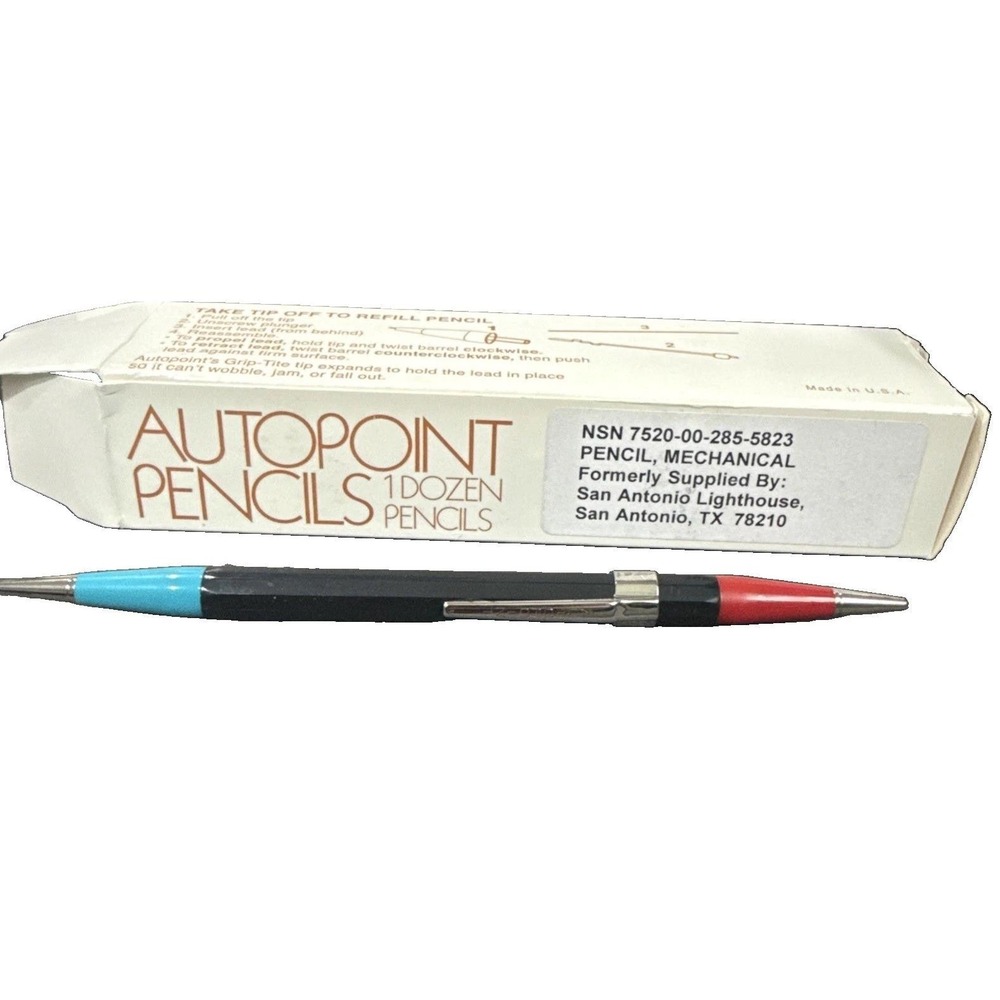 Autopoint Double End Twin Point Mechanical Pencil Red And Blue ends VTG Box 12